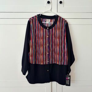 Vintage Maggie Sweet Deadstock Multicolor Stripe Button Shirt Size Petite Large